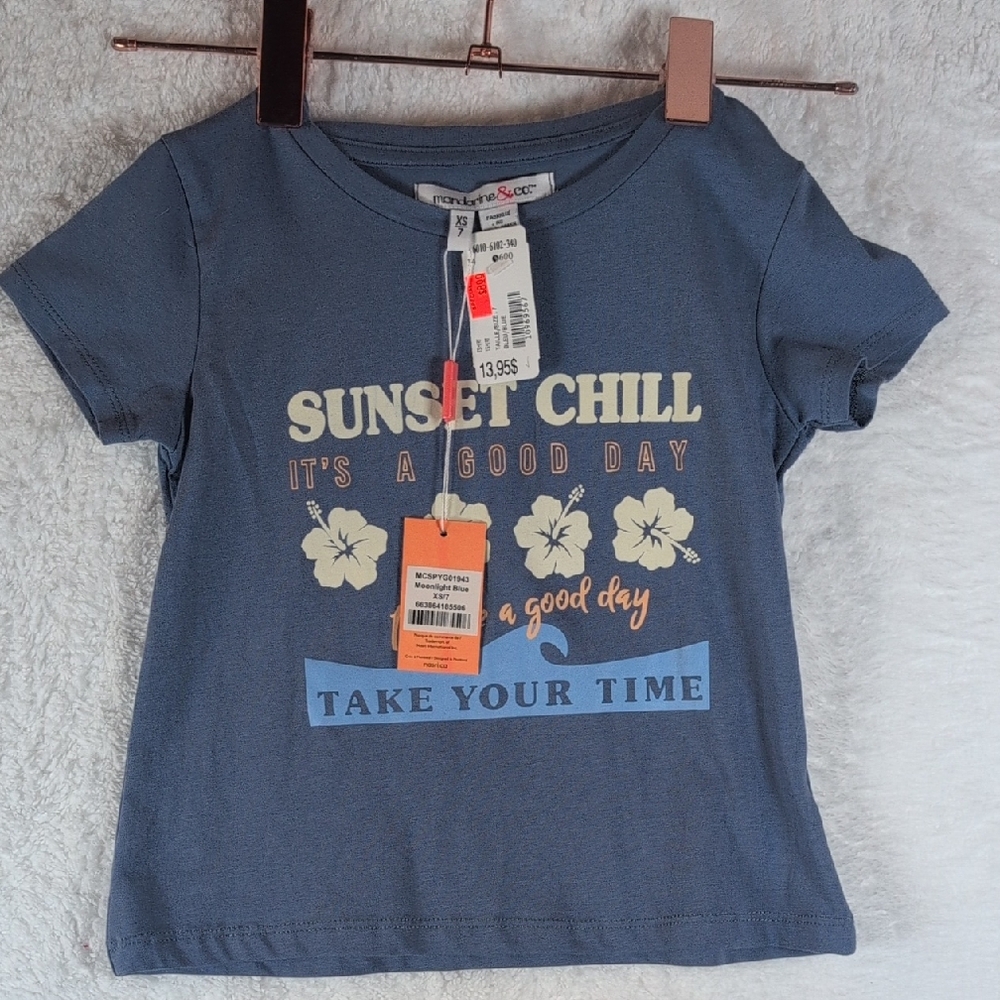 429-NWT Kids Blue Graphic‎ Tee - 'Take Your Time' Design